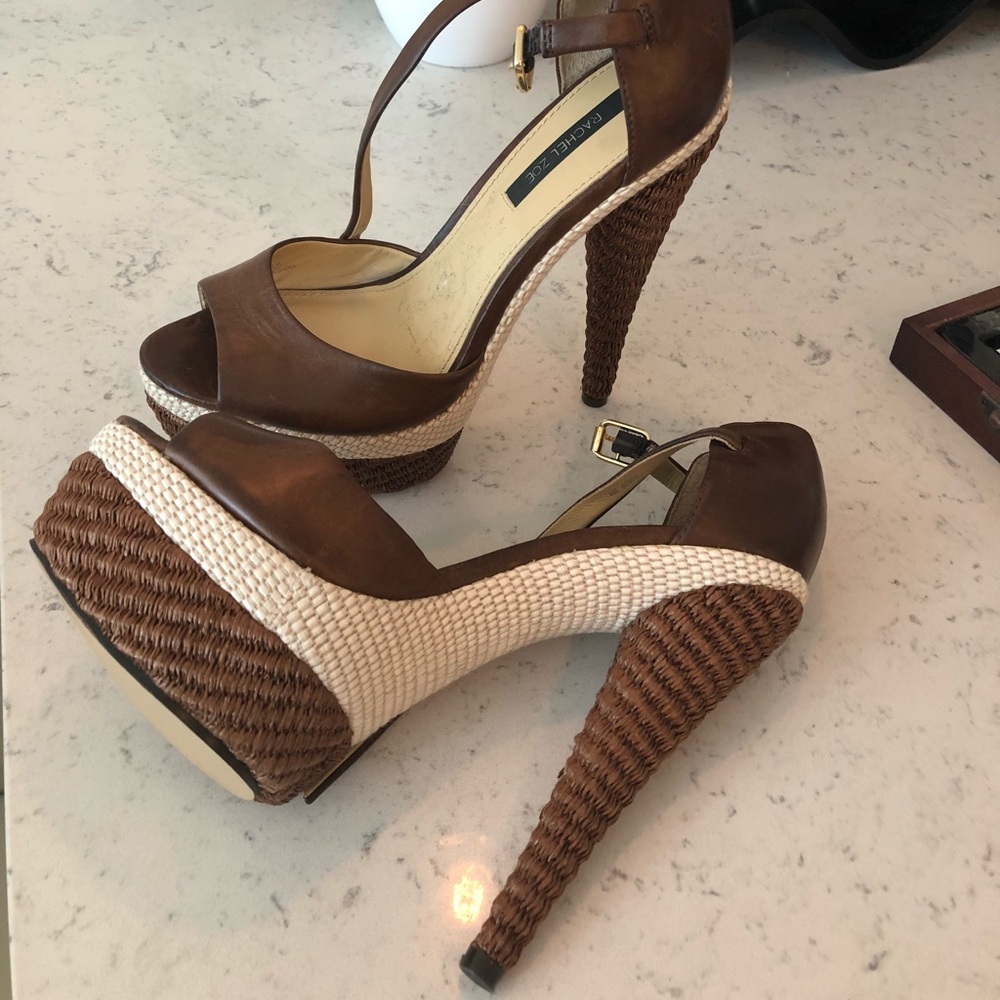 Rachel Zoe Peep Toe Espadrille Platform Heels 6